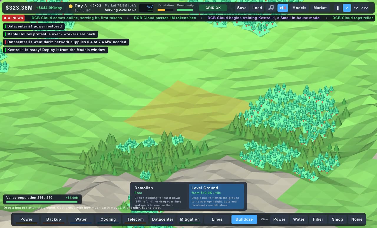 Leveling a hill with the Level Ground tool